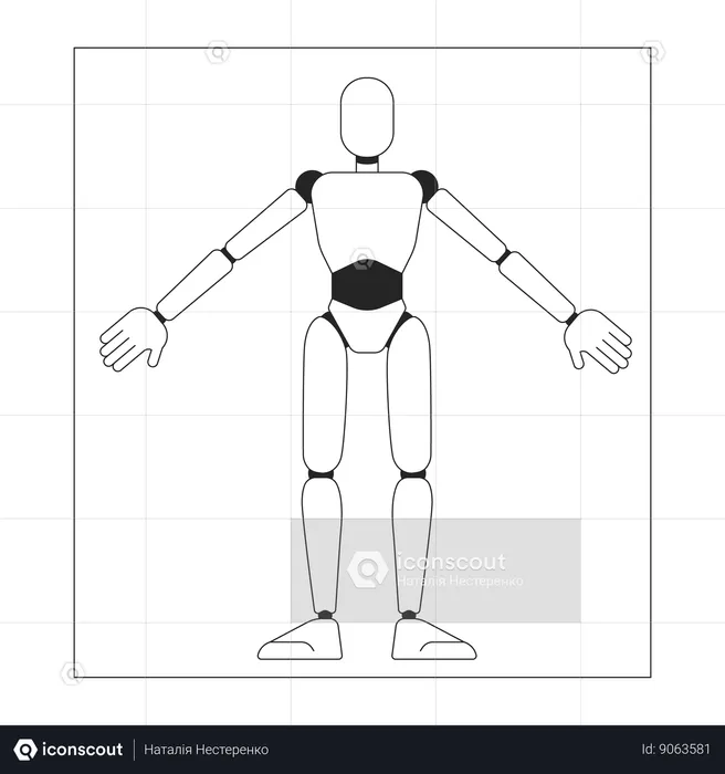 Model of cyborg on paper sheet  Illustration