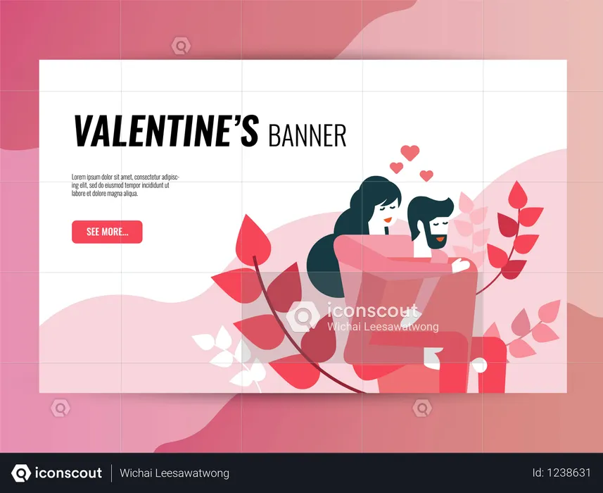 Modèle de bannière horizontale pour la Saint-Valentin  Illustration