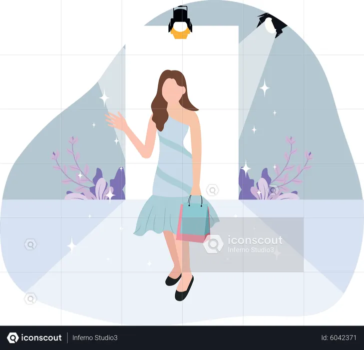 Modèle professionnel au défilé de mode  Illustration