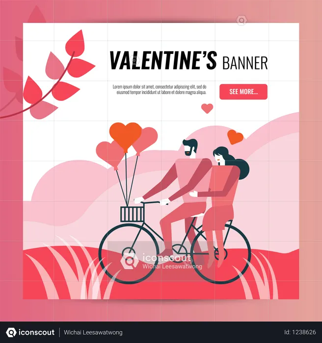 Modello di banner quadrato di San Valentino  Illustration