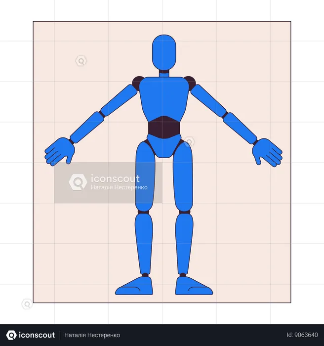 Modelo de cyborg en hoja de papel.  Ilustración