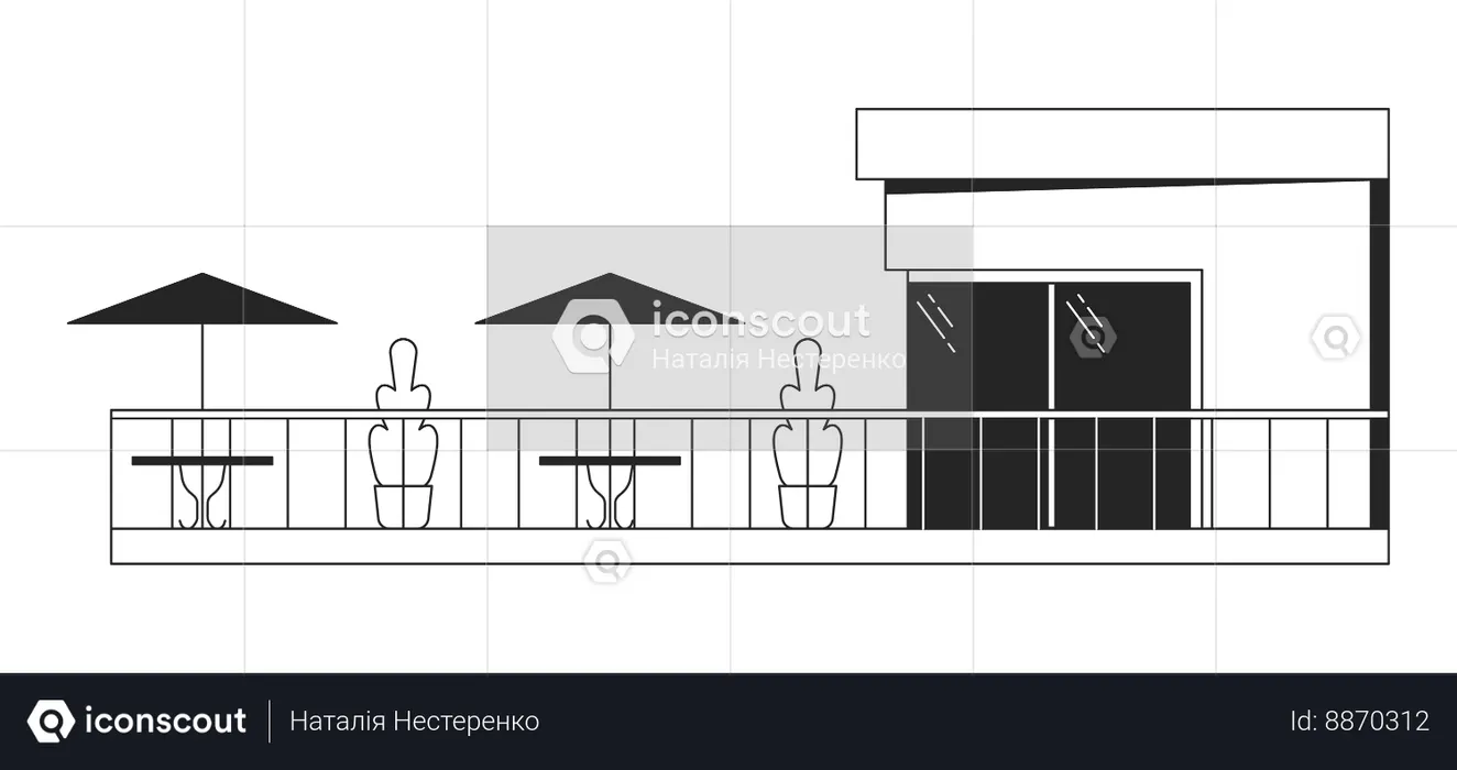 Modern cafe balcony  Illustration