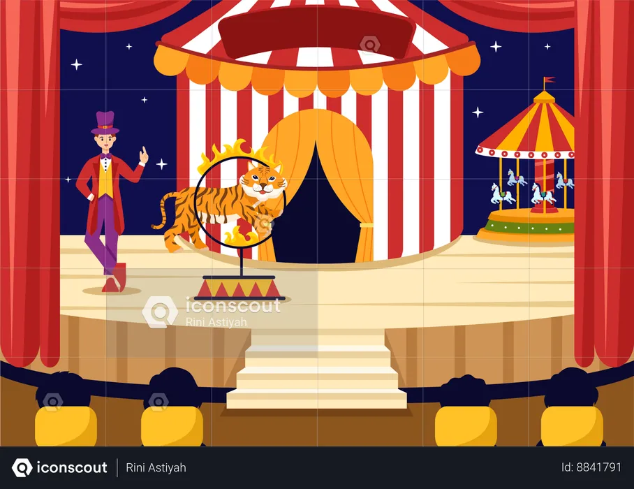 Modern Circus Performance  Illustration