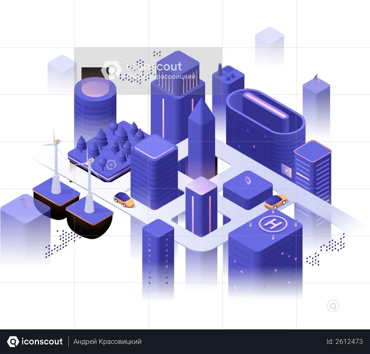 Modern concept of city - urban development and construction and real estate  Illustration