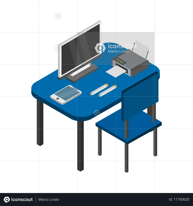 현대 책상  일러스트레이션