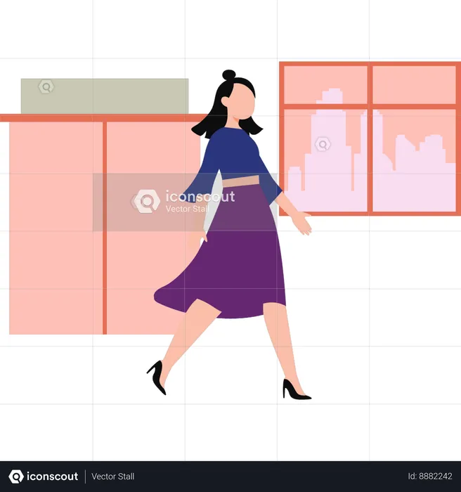 Modern girl is walking  Illustration