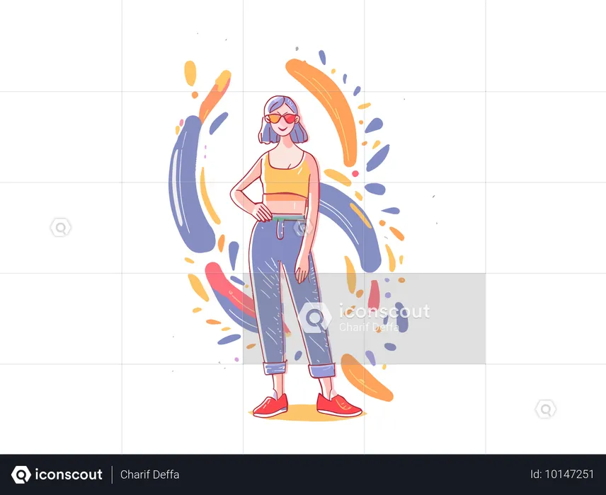 Modern Girl posing for picture  Illustration