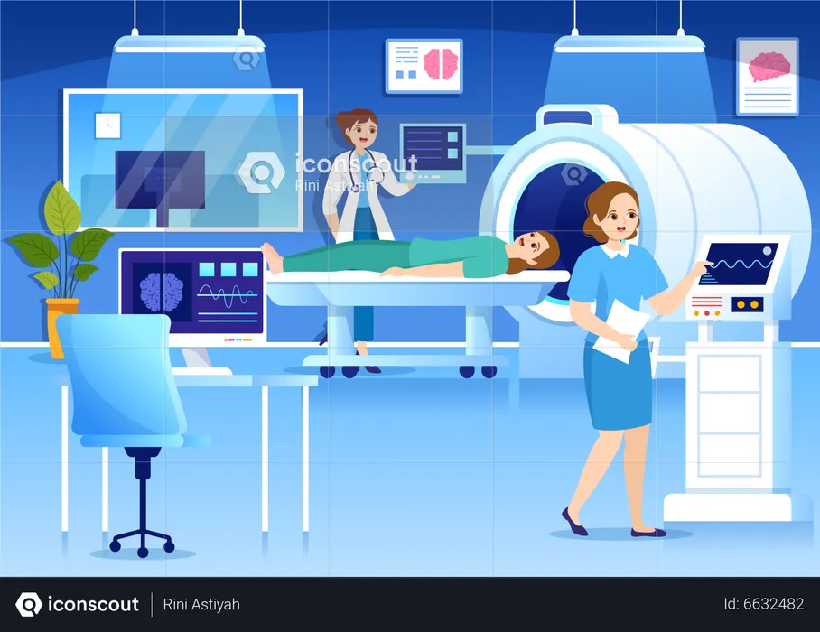Modern hospital with MRI service  Illustration