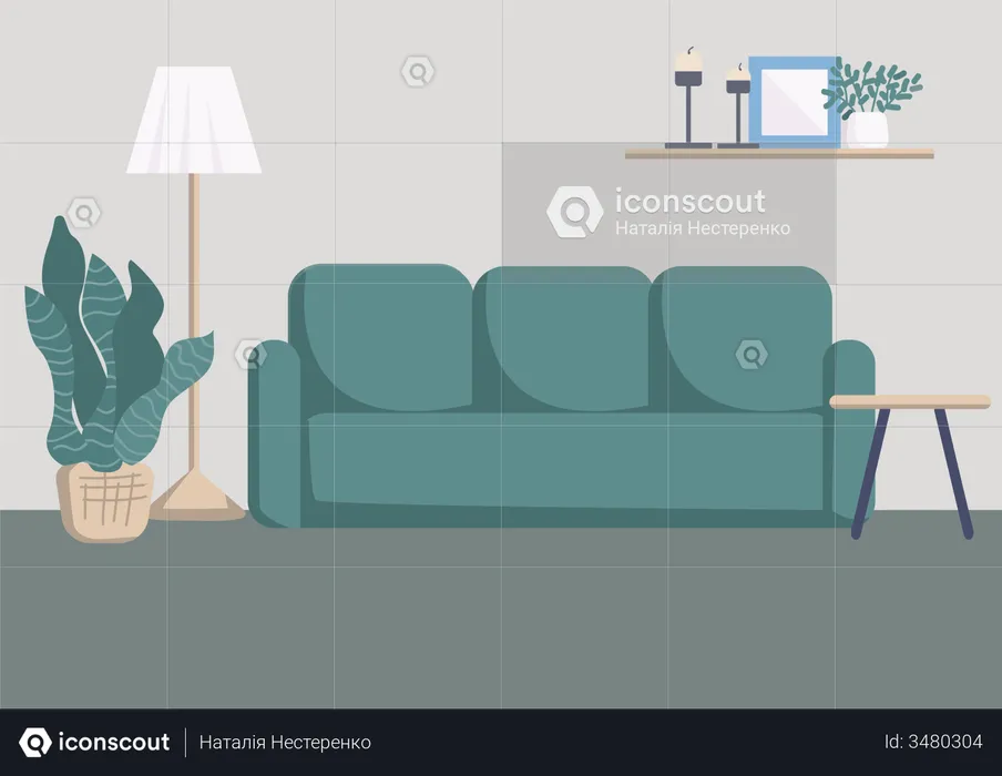 Modern living room interior  Illustration
