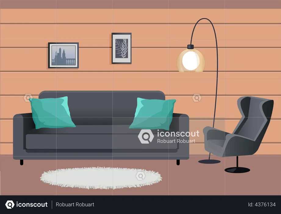 Modern living room interior  Illustration
