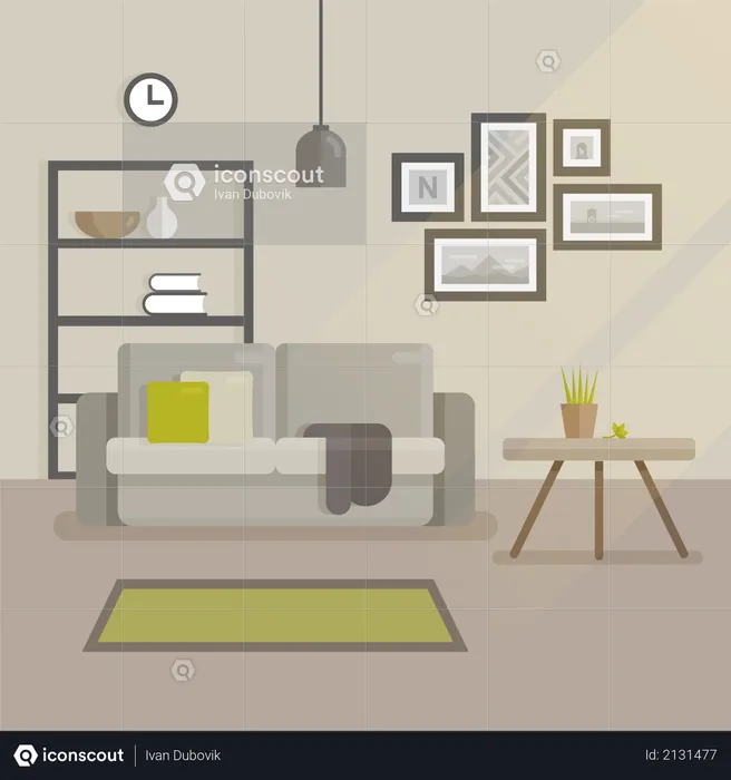 Modern minimal room interior  Illustration