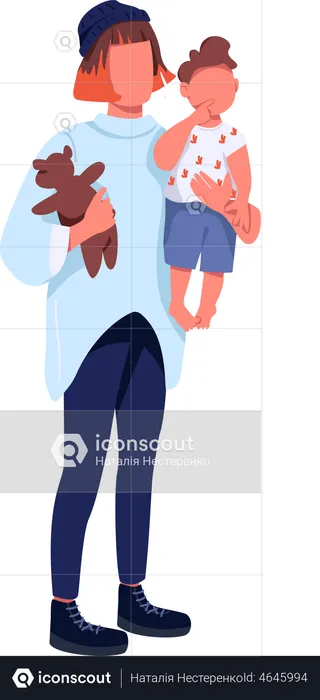 Modern mother with baby  Illustration