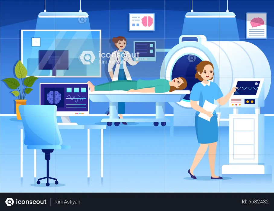 Modernes Krankenhaus mit MRT-Service  Illustration