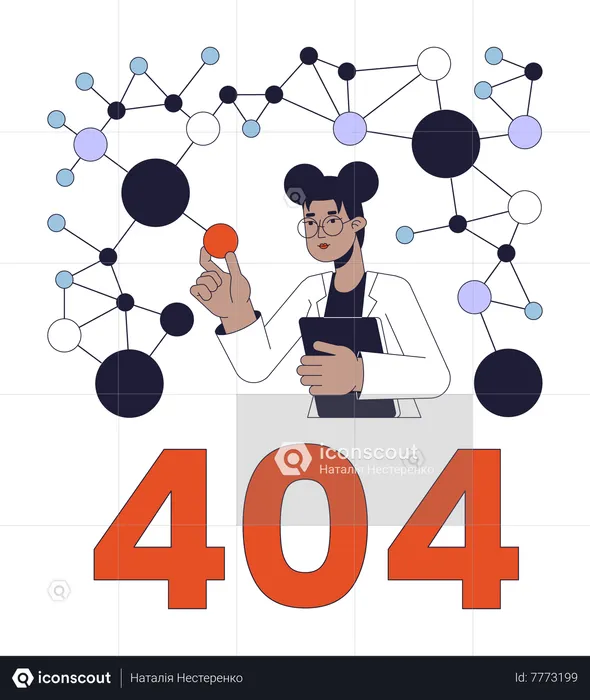 Molecular biology scientist error 404  Illustration