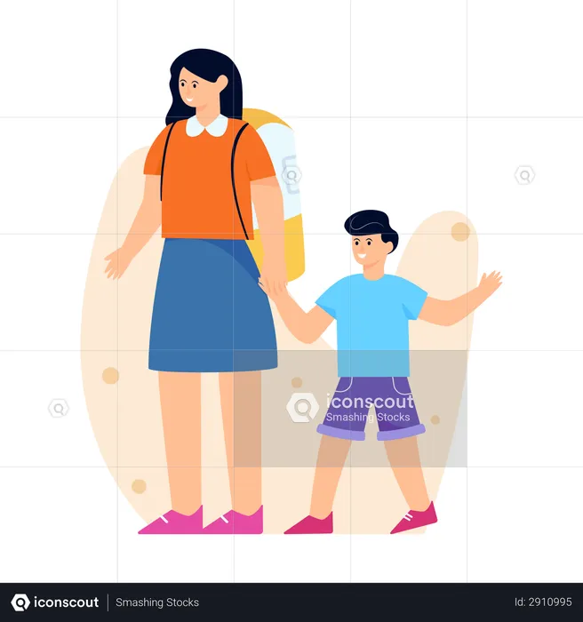Mom and Son  Illustration