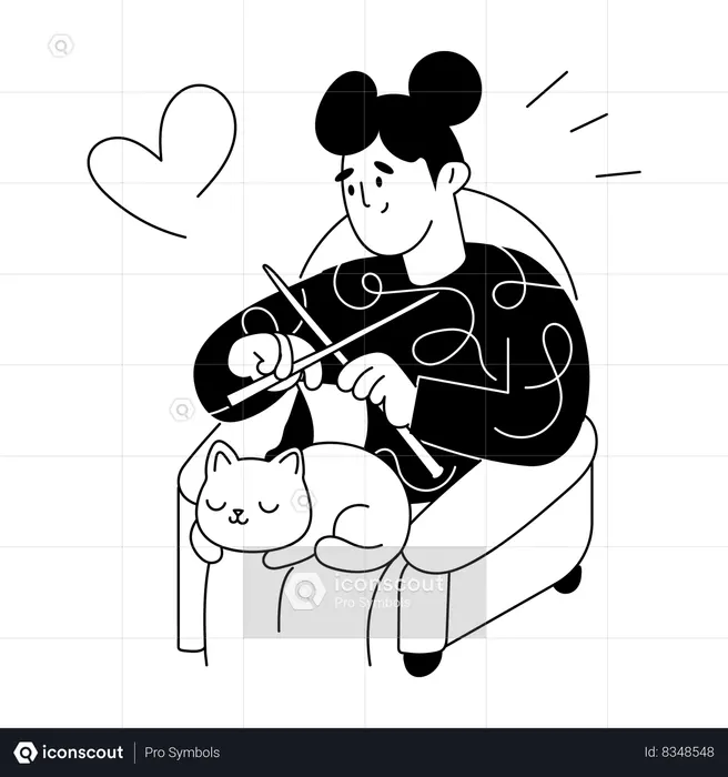 Mom Knitting  Illustration