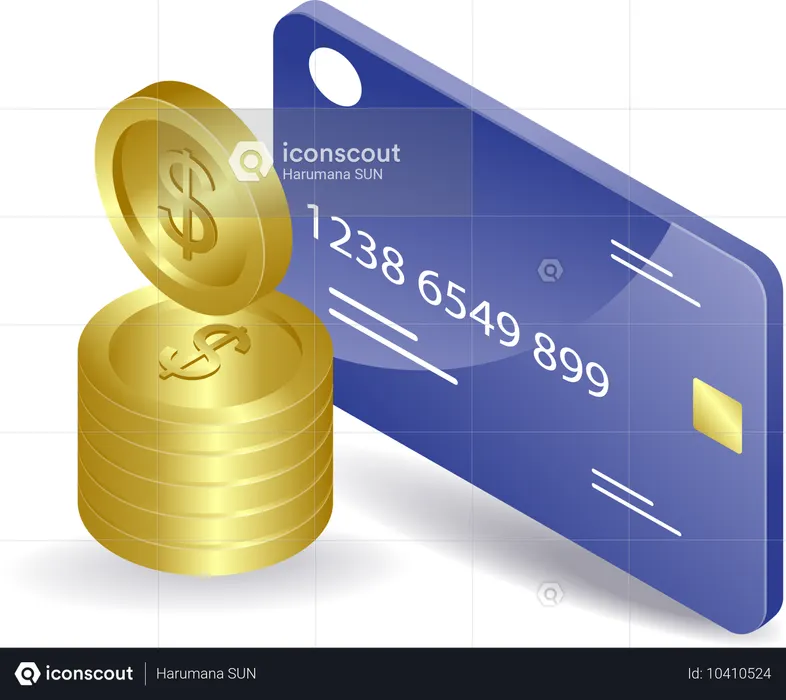 Monedas y tarjetas ATM  Ilustración