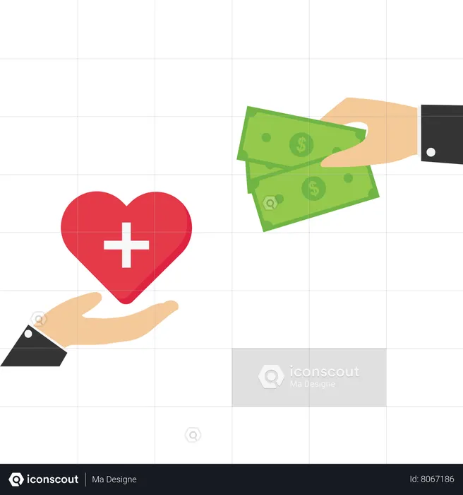 Money and property in exchange for medical treatment  Illustration