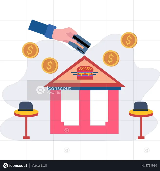 Money being invested in burger stall  Illustration