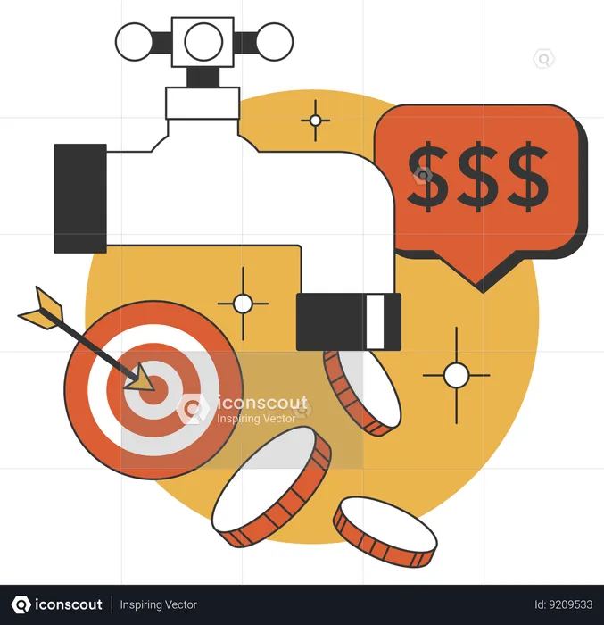 Money flow with financial goal  Illustration