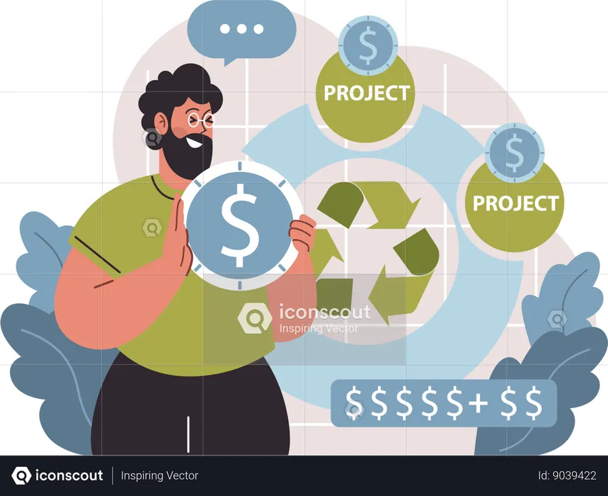 Money from waste management  Illustration