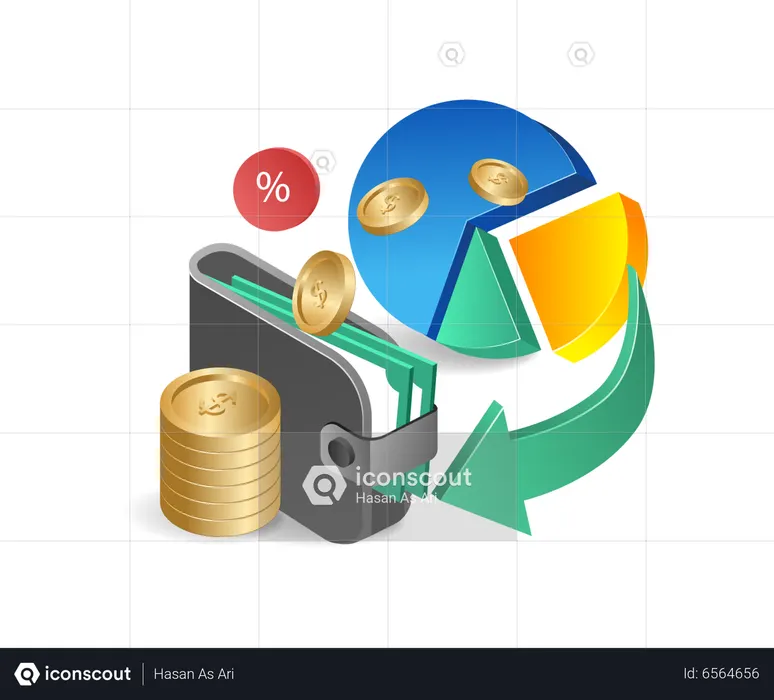 Money Investment Pie Chart  Illustration