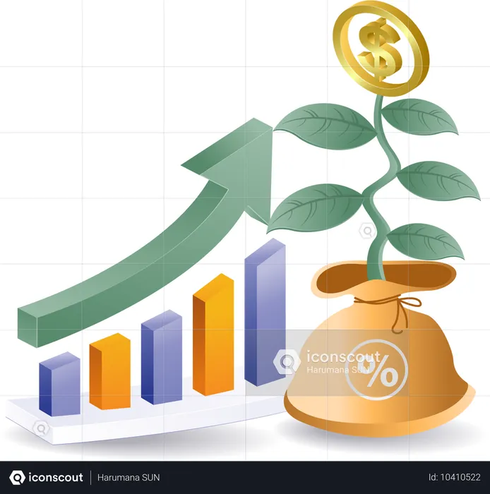 Money plant with investment growth  Illustration