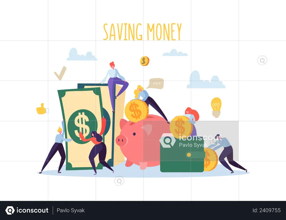 Money savings - Business profit concept  Illustration