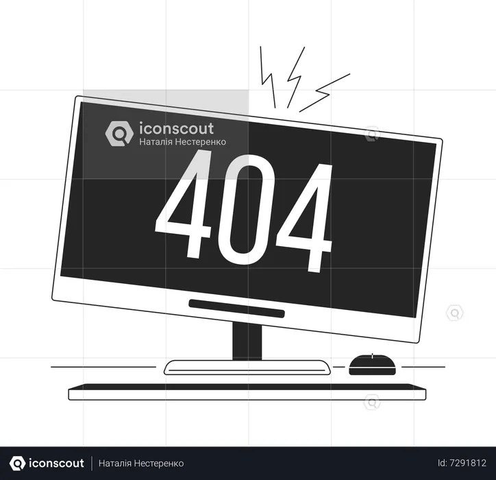 Message flash 404 du moniteur cassé  Illustration