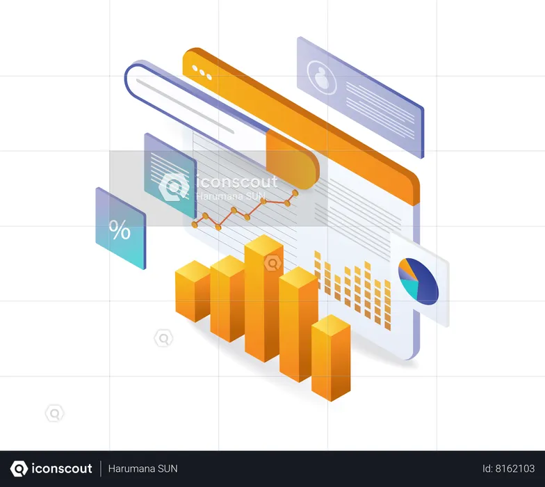 Monitor dashboard search engine data analysis seo optimization  Illustration