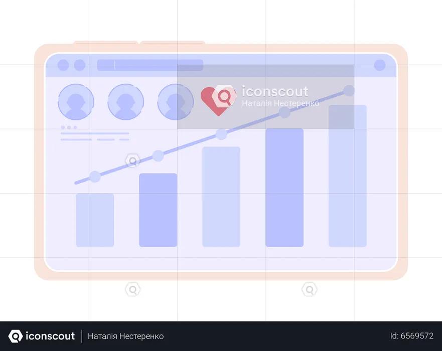 Monitor social media statistics on tablet  Illustration