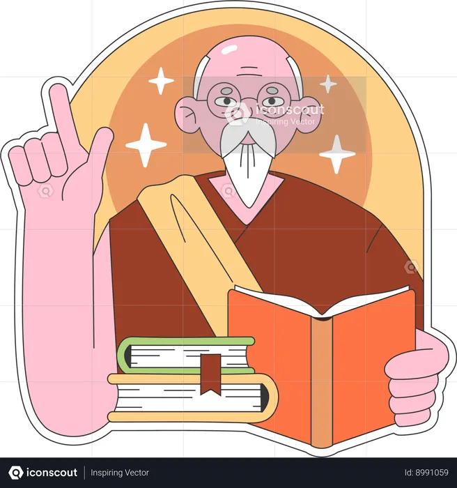 Monk holding book  Illustration