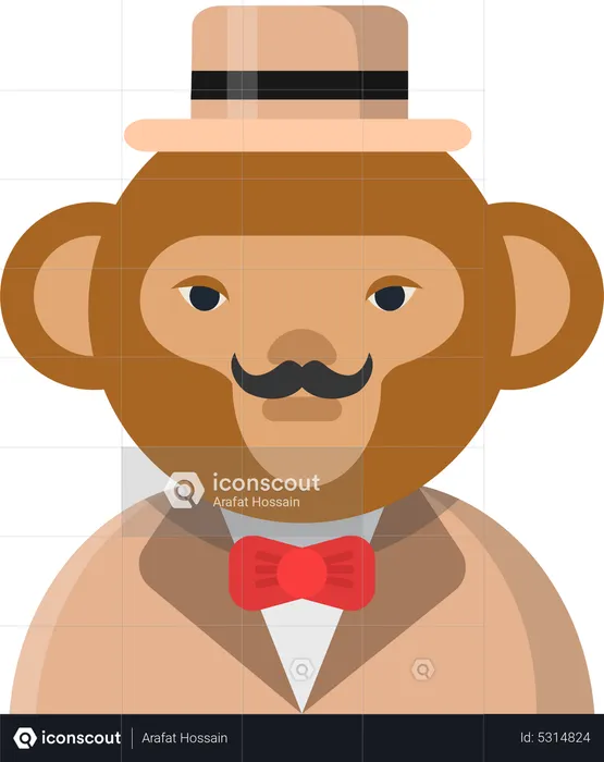 Monkey with moustache  Illustration