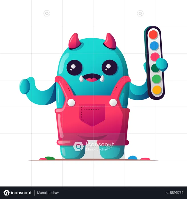 Monster holding color palette  Illustration