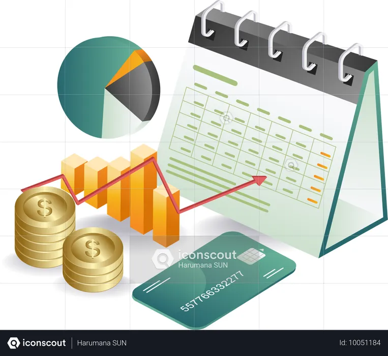 Monthly business financial analysis  Illustration