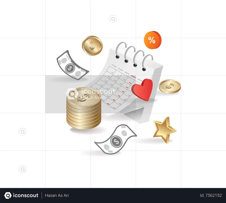 Monthly financial calendar and system  Illustration