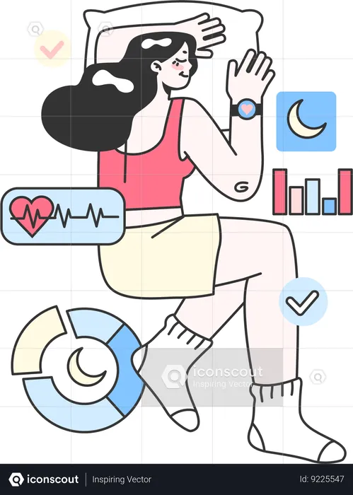 Fille portant une montre de fitness  Illustration