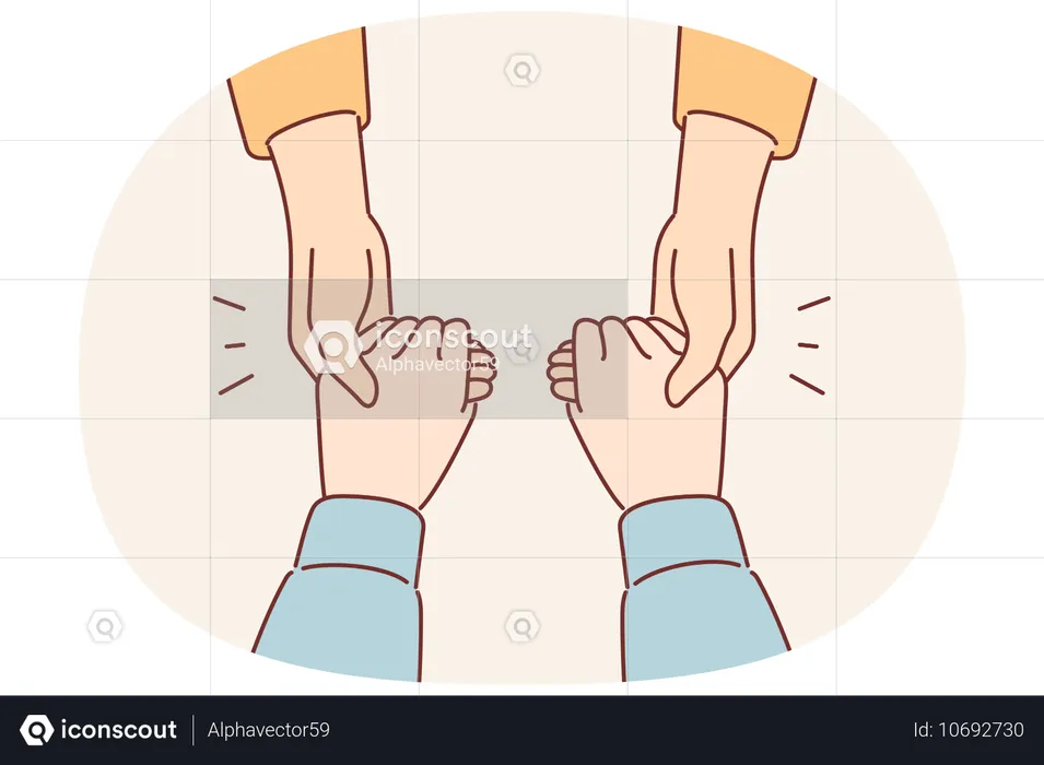 Moral support for friend in trouble and with people holding hands while apologizing  Illustration