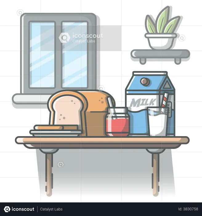 Morning breakfast bread  Illustration