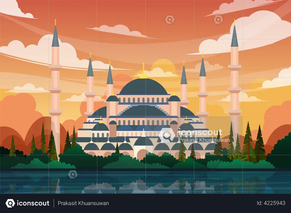 Mosque monument in Istanbul  Illustration