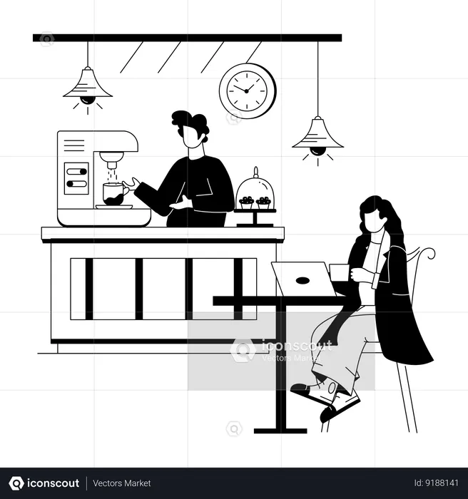 Mostrador de cafe  Ilustración