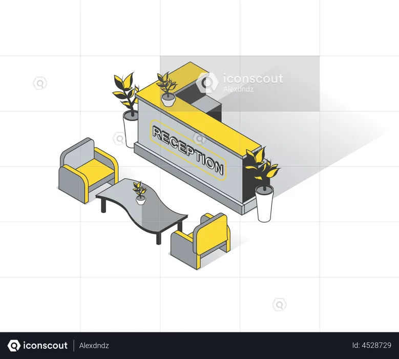 Mostrador de recepción del hotel  Ilustración