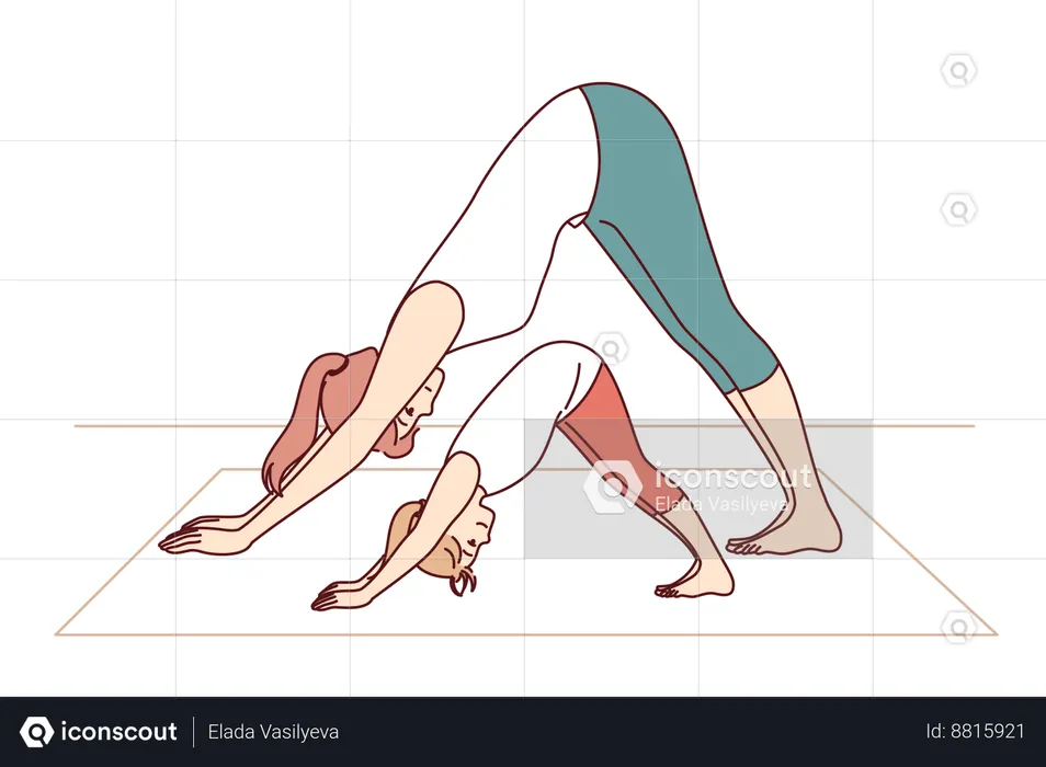 Mother and daughter are doing exercise  Illustration