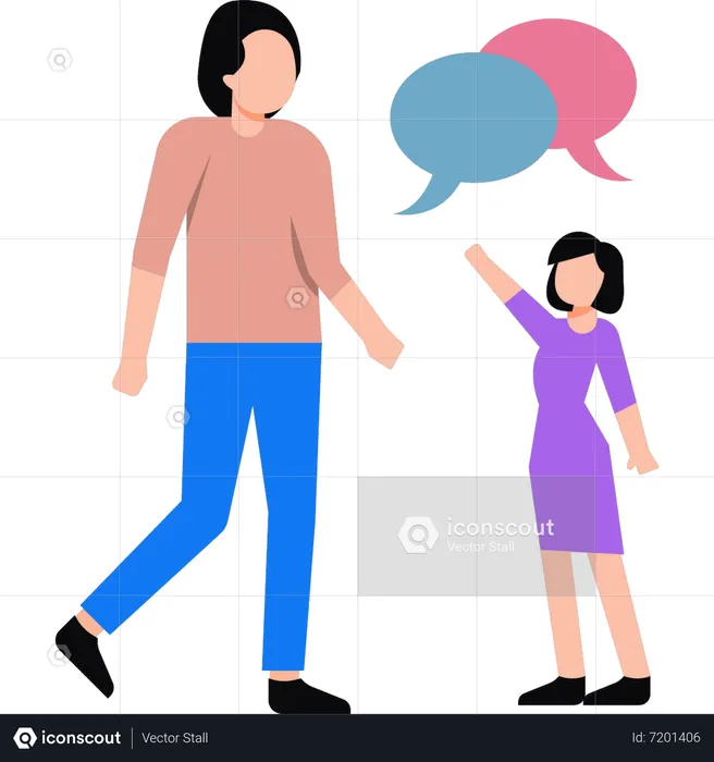 Mother and daughter are talking  Illustration