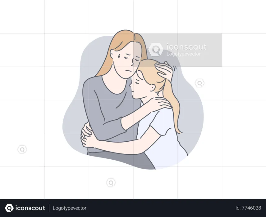 Mother and daughter hugging  Illustration