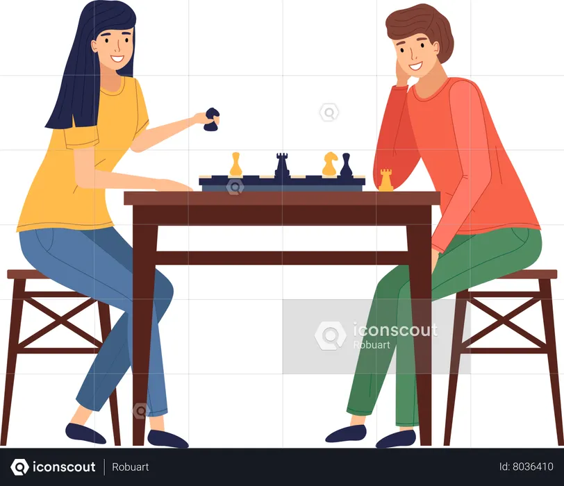 Mother and daughter playing board game at table  Illustration