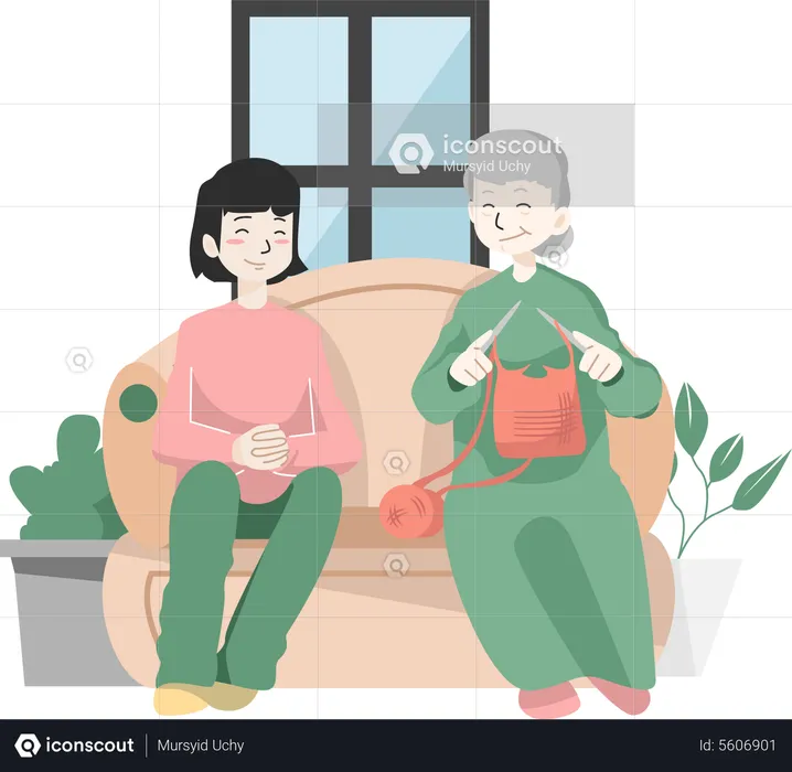 Mother and daughter talking with each other  Illustration
