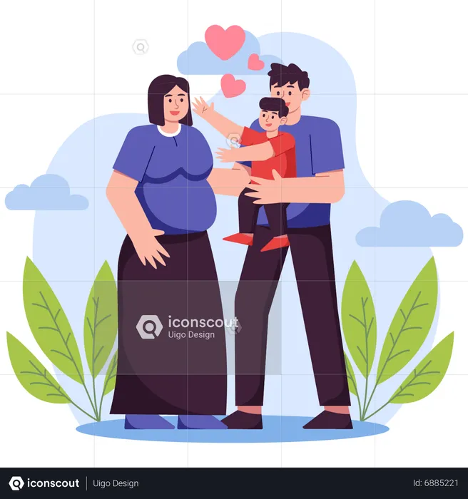 Mother and father loving their son  Illustration