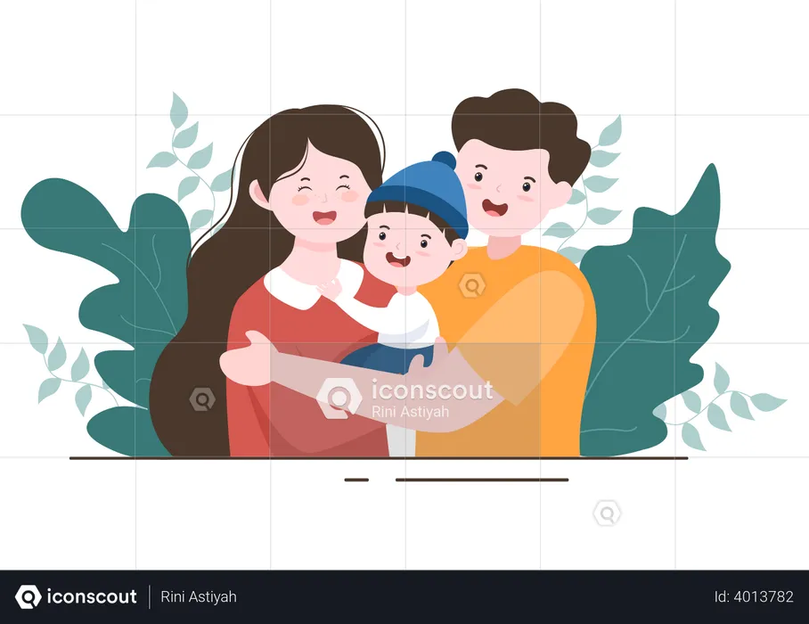 Mother and father with kid  Illustration