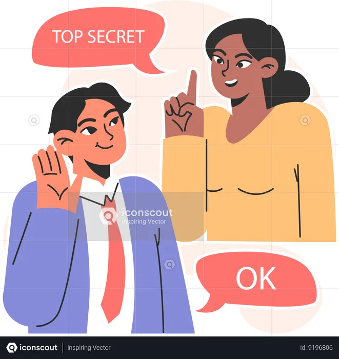 Mother and son are sharing top secrets  Illustration